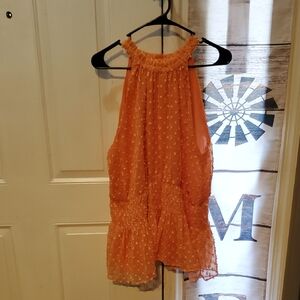 Cato Vibrant Orange Textured Blouse